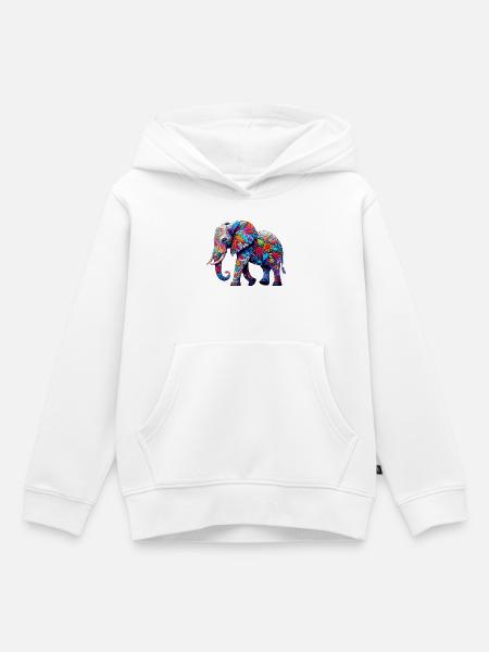 Elefant - Kinder Premium Organic Hoodie - Weiß