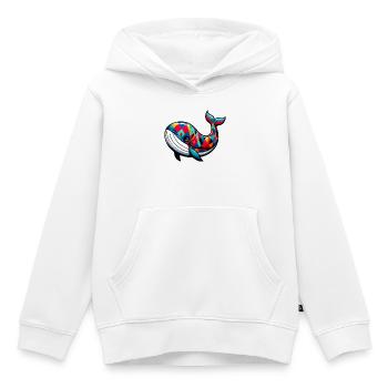 Arlequin baleine - Sweat Premium à capuche enfant bio - blanc - Devant - AI Model Kid Female (0cm)