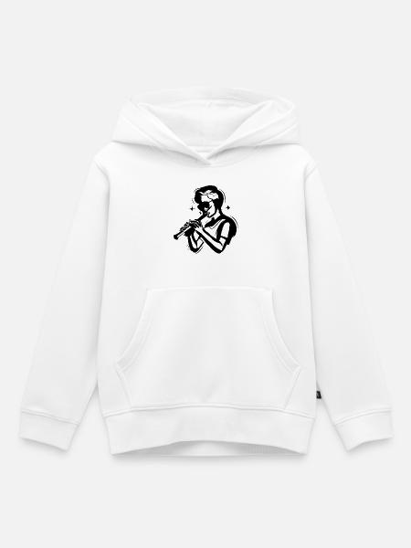Flötenjunge Skizze - Kinder Premium Organic Hoodie - Weiß