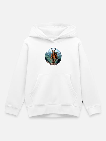 Hirsche Wandern / Bergsteiger Hirsch - Kinder Premium Organic Hoodie - Weiß