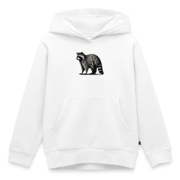 Waschbär und filigranes Baumgeflecht im Fell - Kinder Premium Organic Hoodie - Weiß - Vorne - AI Model Kid Female (0cm)