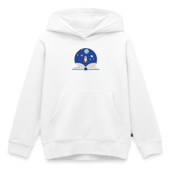 Offenes Buch mit Weltraumszene, Fantasie und Advent - Kinder Premium Organic Hoodie - Weiß - Vorne - AI Model Kid Female (0cm)