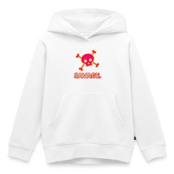 Savage - ausgefallenes Pop-Art-Design mit Totenkopf und gekreuzten Knochen - Kinder Premium Organic Hoodie - Weiß - Vorne - AI Model Kid Female (0cm)