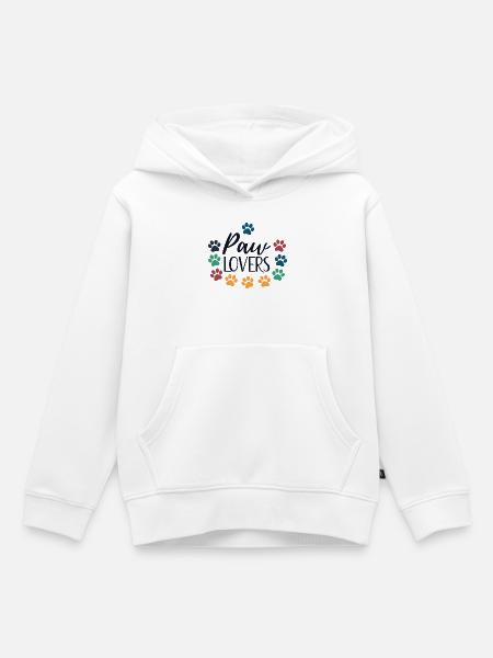 Pfotenliebhaber lieben bunte Tiere - Kinder Premium Organic Hoodie - Weiß