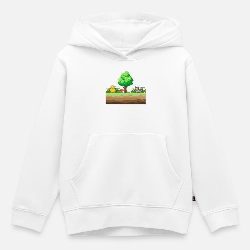 Aventure Pixel Garden - Sweat Premium à capuche enfant bio - blanc
