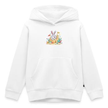 Un lapin d’été dans la basse à sable - Sweat Premium à capuche enfant bio - blanc - Devant - AI Model Kid Female (0cm)