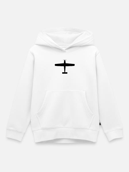 Silhouette d’avion noir - Sweat Premium à capuche enfant bio - blanc