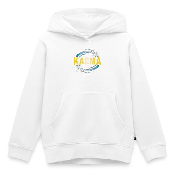 Karma - Minimalistisches Statement Design - Kinder Premium Organic Hoodie - Weiß - Vorne - AI Model Kid Female (0cm)