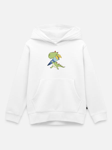 Dino mit Schultüte - Kinder Premium Organic Hoodie - Weiß