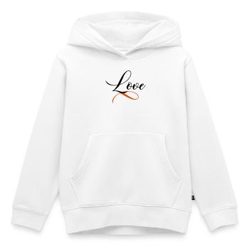 Love - Sweat Premium à capuche enfant bio - blanc - Devant - AI Model Kid Female (0cm)