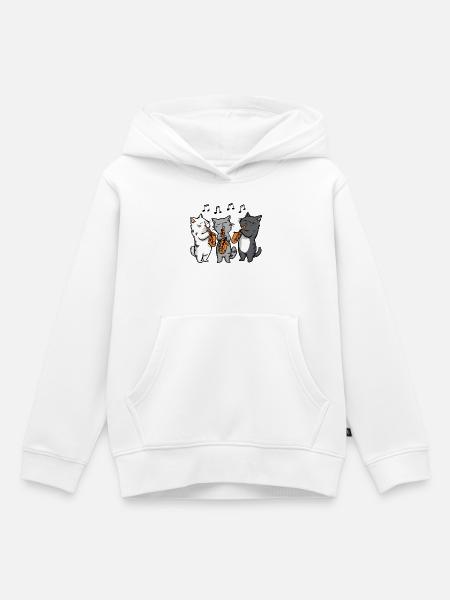 Jazzkatzen Trio Saxophon - Kinder Premium Organic Hoodie - Weiß