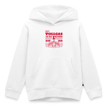 Inscription scolaire : voitures de course automobiles écolières 2026 - Sweat Premium à capuche enfant bio - blanc - Devant - AI Model Kid Female (0cm)