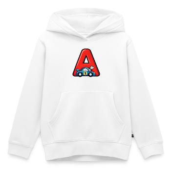 Dessin animé A pour Voitures de Course - Sweat Premium à capuche enfant bio - blanc - Devant - AI Model Kid Female (0cm)