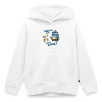 Minions With Quote Show Me That Smile - Kids Premium Organic Hoodie - white - Front - AI Model Kid Female (0cm)