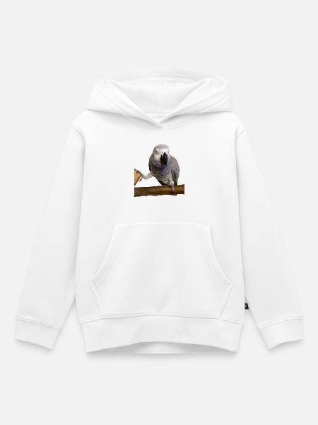 Graupapagei auf Ast - Kinder Premium Organic Hoodie - Weiß