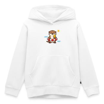 Loutre des Soleils avec glace sur la plage - Sweat Premium à capuche enfant bio - blanc - Devant - AI Model Kid Female (0cm)