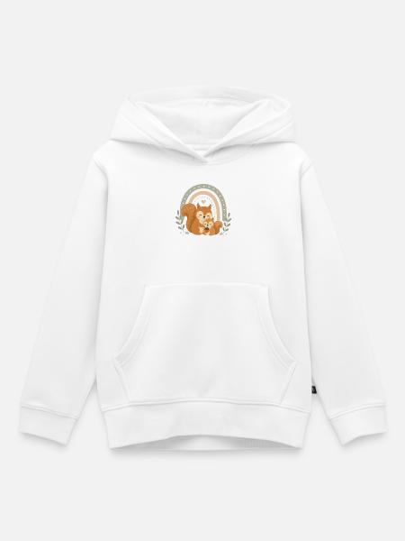 Eichhörnchen Familie Boho Regenbogen - Kinder Premium Organic Hoodie - Weiß