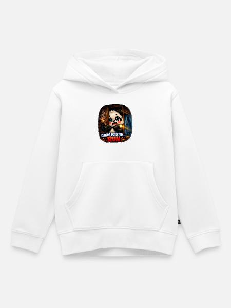 Phasmo‑Panda – RUN Edition 👻🐼🔥 - Kinder Premium Organic Hoodie - Weiß