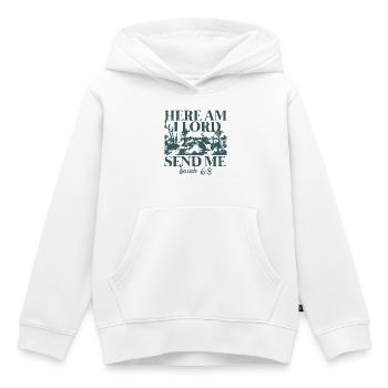 Here Am Lord Send Me Isaiah 6:8 - Kids Premium Organic Hoodie - white - Front - AI Model Kid Female (0cm)
