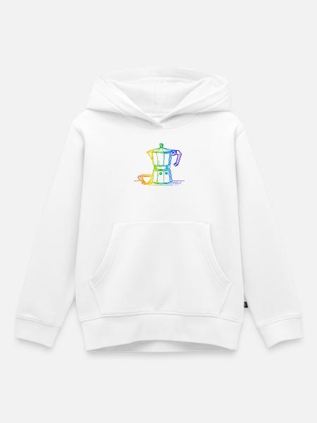 Time for Espresso Regenbogen - Kinder Premium Organic Hoodie - Weiß