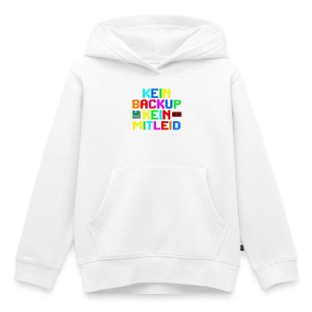 Pas de renfort ? Pas de pitié ! Rétro coloré - Sweat Premium à capuche enfant bio - blanc - Devant - AI Model Kid Female (0cm)
