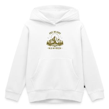 Frei im Kopf, Wild im Herzen - Kinder Premium Organic Hoodie - Weiß - Vorne - AI Model Kid Female (0cm)