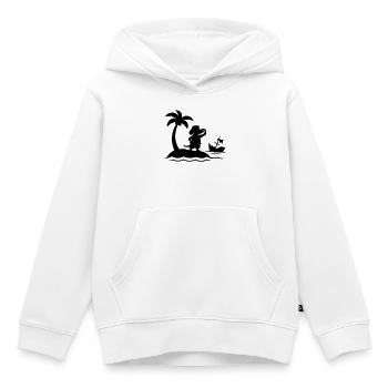 Teckel sur l’île déserte – Chien naufragé drôle - Sweat Premium à capuche enfant bio - blanc - Devant - AI Model Kid Female (0cm)