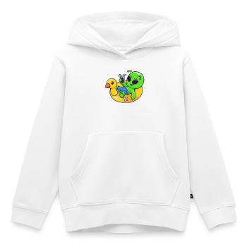 Alien Chill on Pool Float - Kids Premium Organic Hoodie - white - Front - AI Model Kid Female (0cm)
