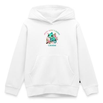 Chamäleon Aquarell - Jetzt wirds bunt - 1. Klasse - Kinder Premium Organic Hoodie - Weiß - Vorne - AI Model Kid Female (0cm)