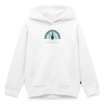 Emblème du Paon Sois Toi-même - Sweat Premium à capuche enfant bio - blanc - Devant - AI Model Kid Female (0cm)