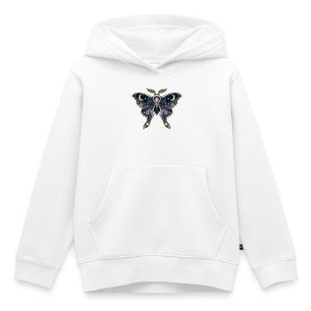 Magie du Papillon Cosmique - Sweat Premium à capuche enfant bio - blanc - Devant - AI Model Kid Female (0cm)