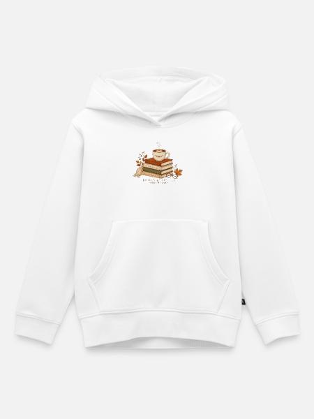 Bücher und Kaffee - Kinder Premium Organic Hoodie - Weiß