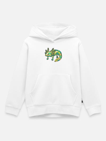 Geometrische Axolotl Mosaik - Kinder Premium Organic Hoodie - Weiß