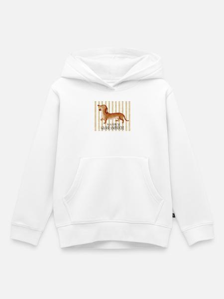 Kurze Beine, große Ansprüche – Lustiger Dackel - Kinder Premium Organic Hoodie - Weiß