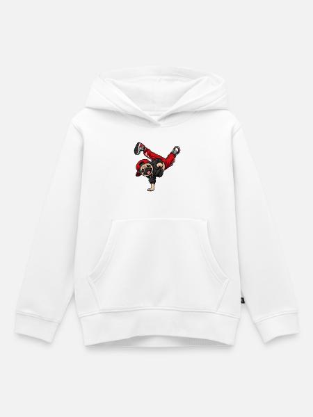 Mops beim Breakdance - Kinder Premium Organic Hoodie - Weiß