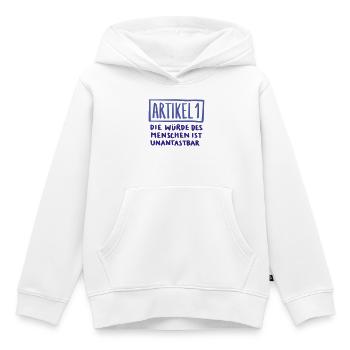Artikel 1  - Kinder Premium Organic Hoodie - Weiß - Vorne - AI Model Kid Female (0cm)