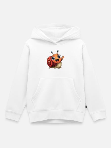 Fröhliche Orangenschnecke - Kinder Premium Organic Hoodie - Weiß