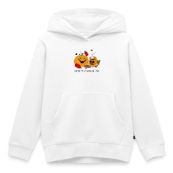 Pumpkin Smile Cozy Cup Halloween - Kinder Premium Organic Hoodie - Weiß - Vorne - AI Model Kid Female (0cm)