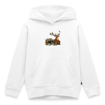 Dachs und Rotwild bei der Vogelbeobachtung - Kinder Premium Organic Hoodie - Weiß - Vorne - AI Model Kid Female (0cm)