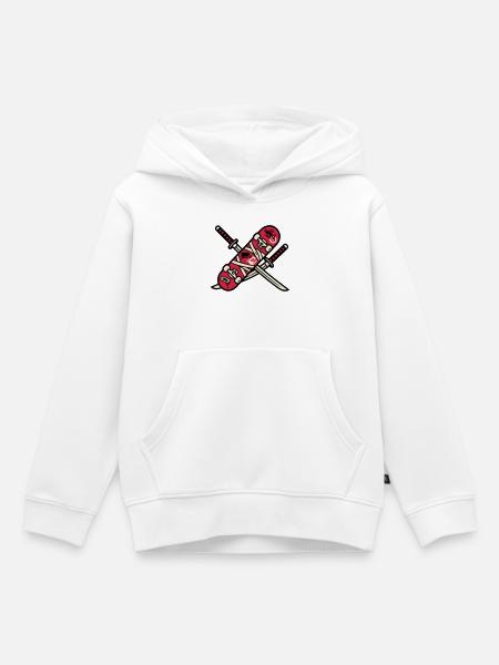 Skateboard Katana Wappen Logo - Kinder Premium Organic Hoodie - Weiß