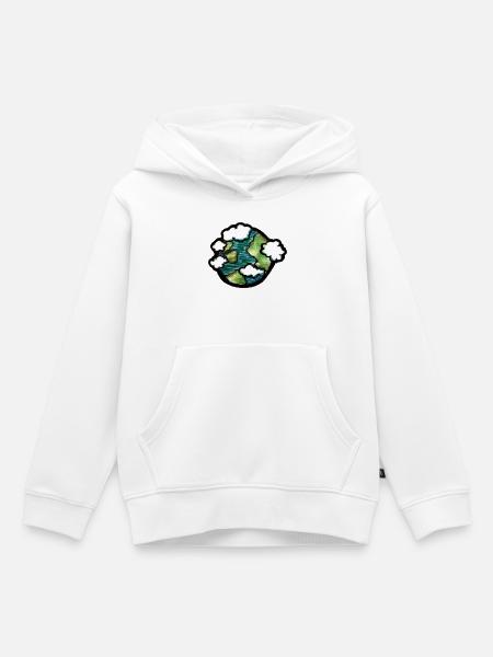 Aquarell Erde mit Wolken - Kinder Premium Organic Hoodie - Weiß