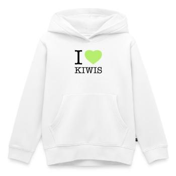J’AIME LES KIWIS Kiwi - Sweat Premium à capuche enfant bio - blanc - Devant - AI Model Kid Female (0cm)