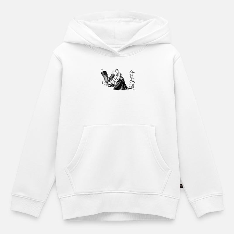 aikido - Sweat Premium à capuche enfant bio - blanc