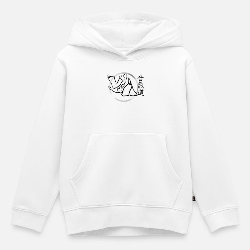 aikido - Sweat Premium à capuche enfant bio - blanc