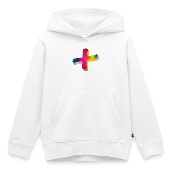 buntes Plus Zeichen in Regenbogenfarben - Kinder Premium Organic Hoodie - Weiß - Vorne - AI Model Kid Female (0cm)