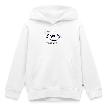 Sourire - Sweat Premium à capuche enfant bio - blanc - Devant - AI Model Kid Female (0cm)