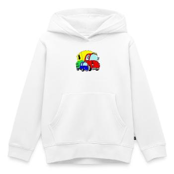 Camions joyeux Petit frère - Sweat Premium à capuche enfant bio - blanc - Devant - AI Model Kid Female (0cm)