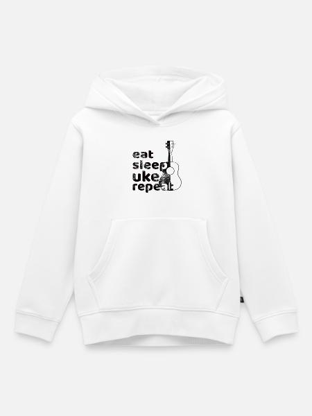 eat sleep uke repeat! schwarz - Kinder Premium Organic Hoodie - Weiß