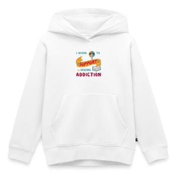 Je travaille pour soutenir ma dépendance à la lecture - Sweat Premium à capuche enfant bio - blanc - Devant - AI Model Kid Female (0cm)