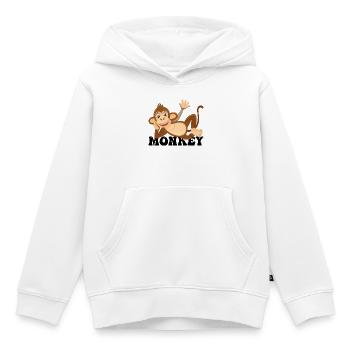 Cheerful Monkey Lounge Illustration - Kids Premium Organic Hoodie - white - Front - AI Model Kid Female (0cm)